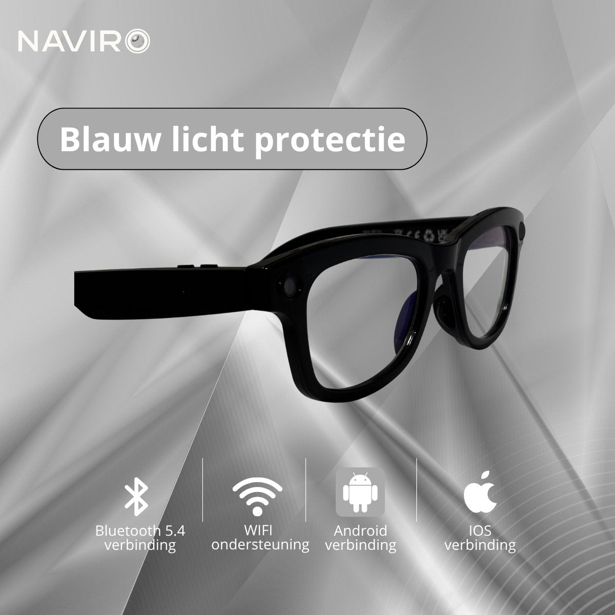 Naviro ONE – Camera Bril met 8MP Camera, AI, Bluetooth Audio