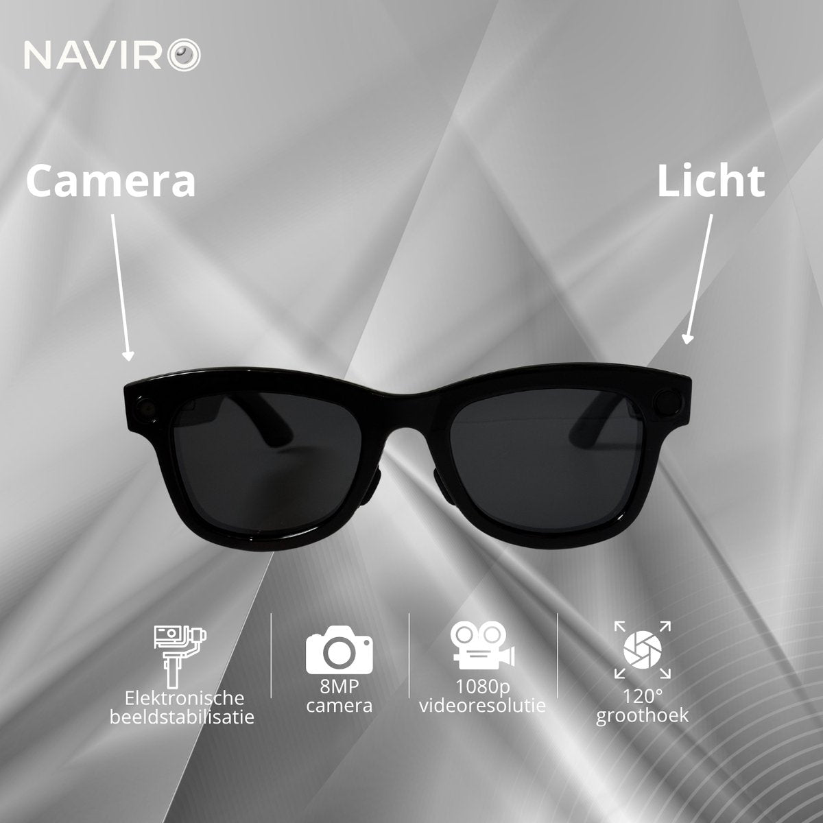 Naviro ONE – Camera Bril met 8MP Camera, AI, Bluetooth Audio