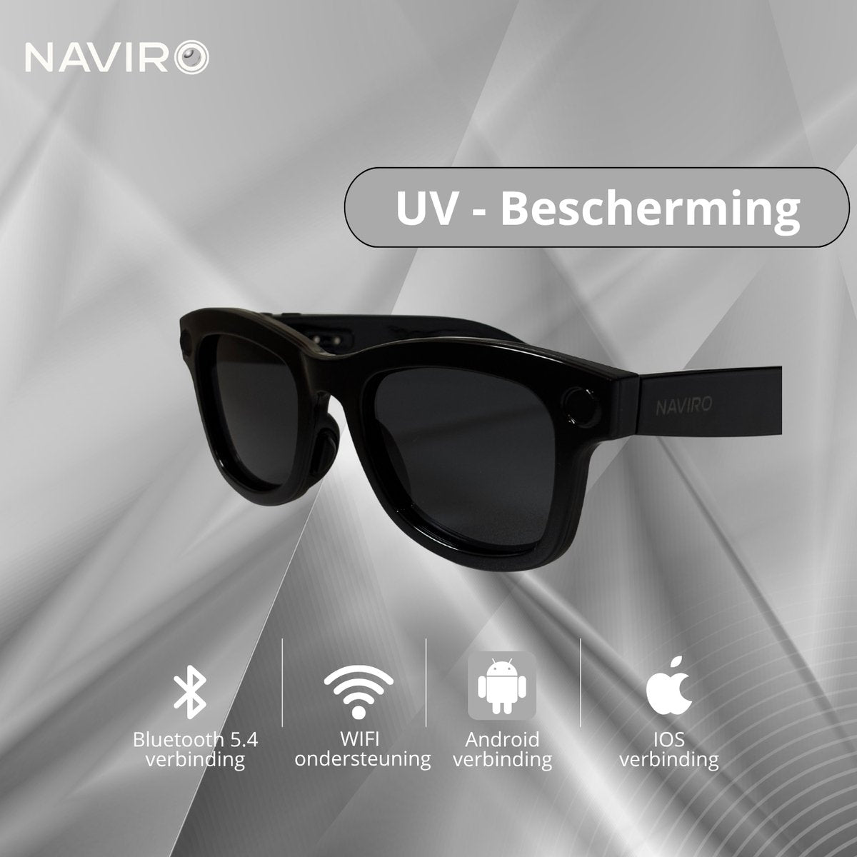 Naviro ONE – Camera Bril met 8MP Camera, AI, Bluetooth Audio