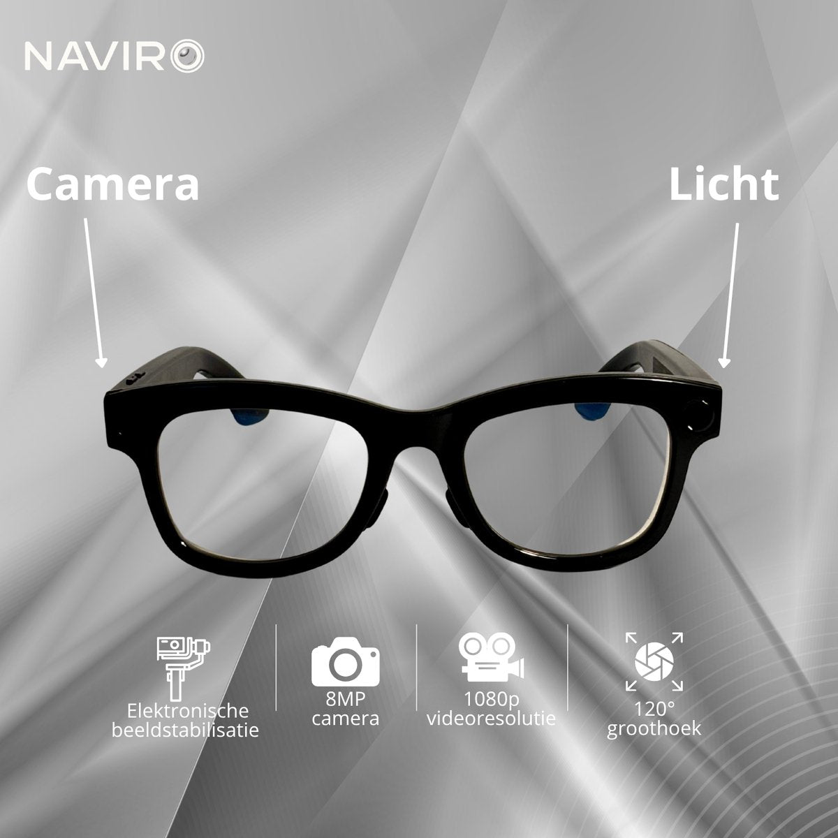 Naviro ONE – Camera Bril met 8MP Camera, AI, Bluetooth Audio