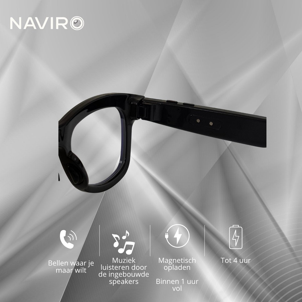 Naviro ONE – Camera Bril met 8MP Camera, AI, Bluetooth Audio